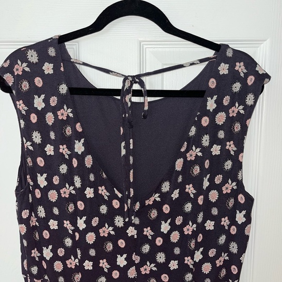 Loft Charcoal and Floral Print Women's Dress Size Large - Picture 2 of 3